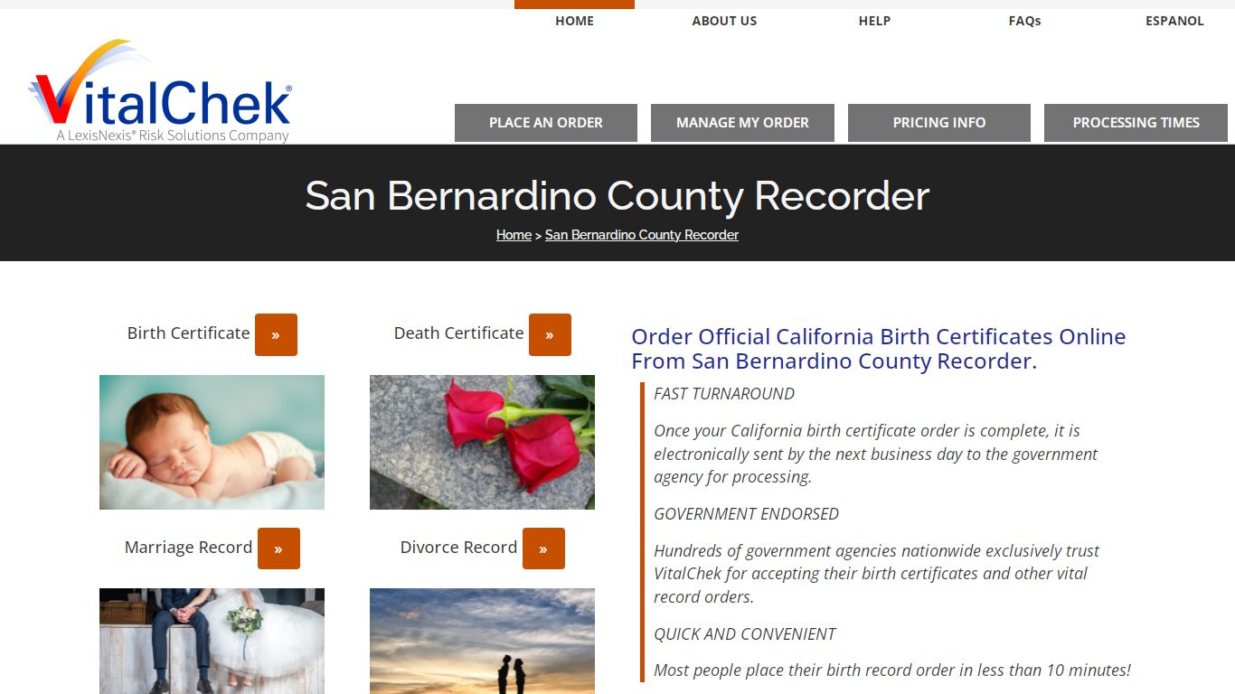 San Bernardino County (CA) Birth Certificates - VitalChek